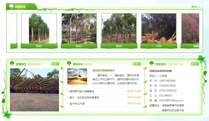 營銷型網(wǎng)站成功案例——桃源縣綠洲園林苗圃
